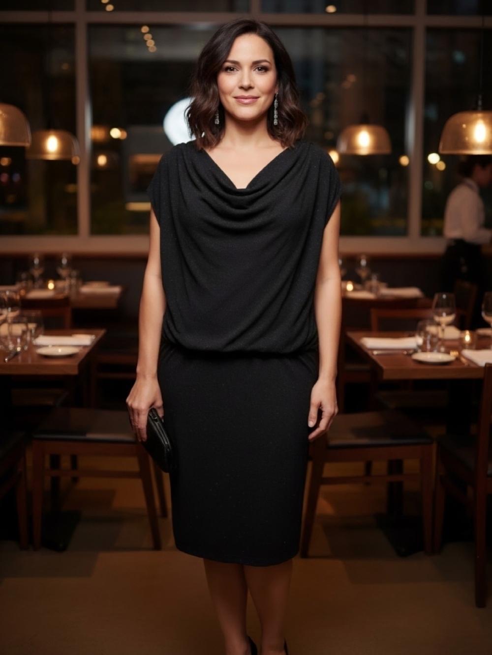 Apt. 9 Black Sparkle Cowl Neck Midi Dress